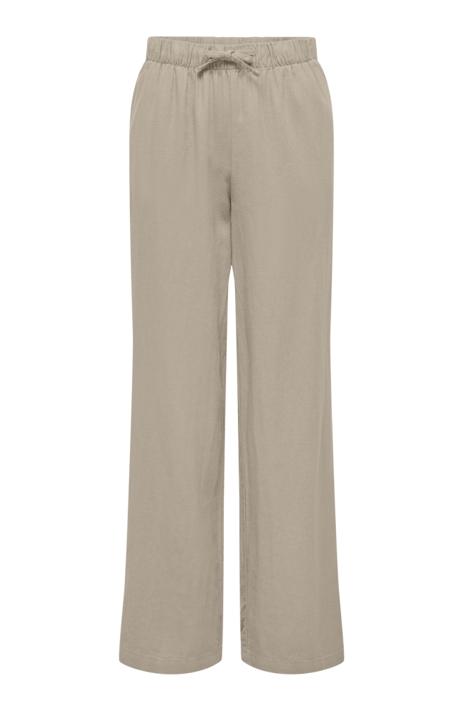 ONLCARO MW LINEN BL PULL-UP PANT CC 15291807 OXFORD TAN
